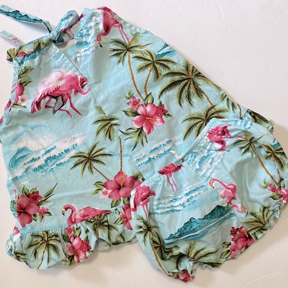 RJC Baby Girls Pink Flamingo Hibiscus Halter 2pc set - matching panty 18M - Picture 4 of 7